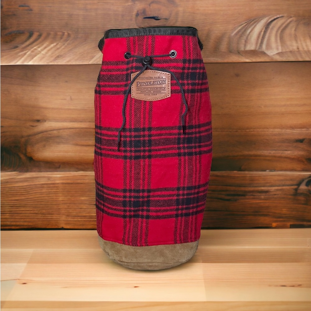 Vintage Pendleton Sling Bag 100% Wool Classic Red Black Tartan Plaid Check